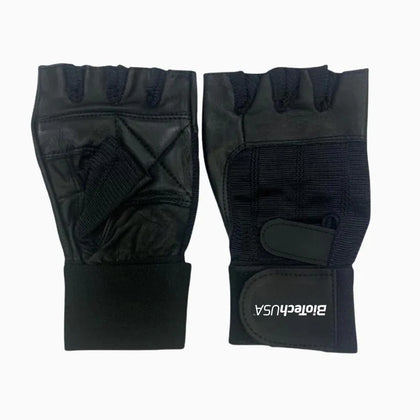 Biotech USA Leather Training Gloves with Wraparound Wrist Support (Pair)
