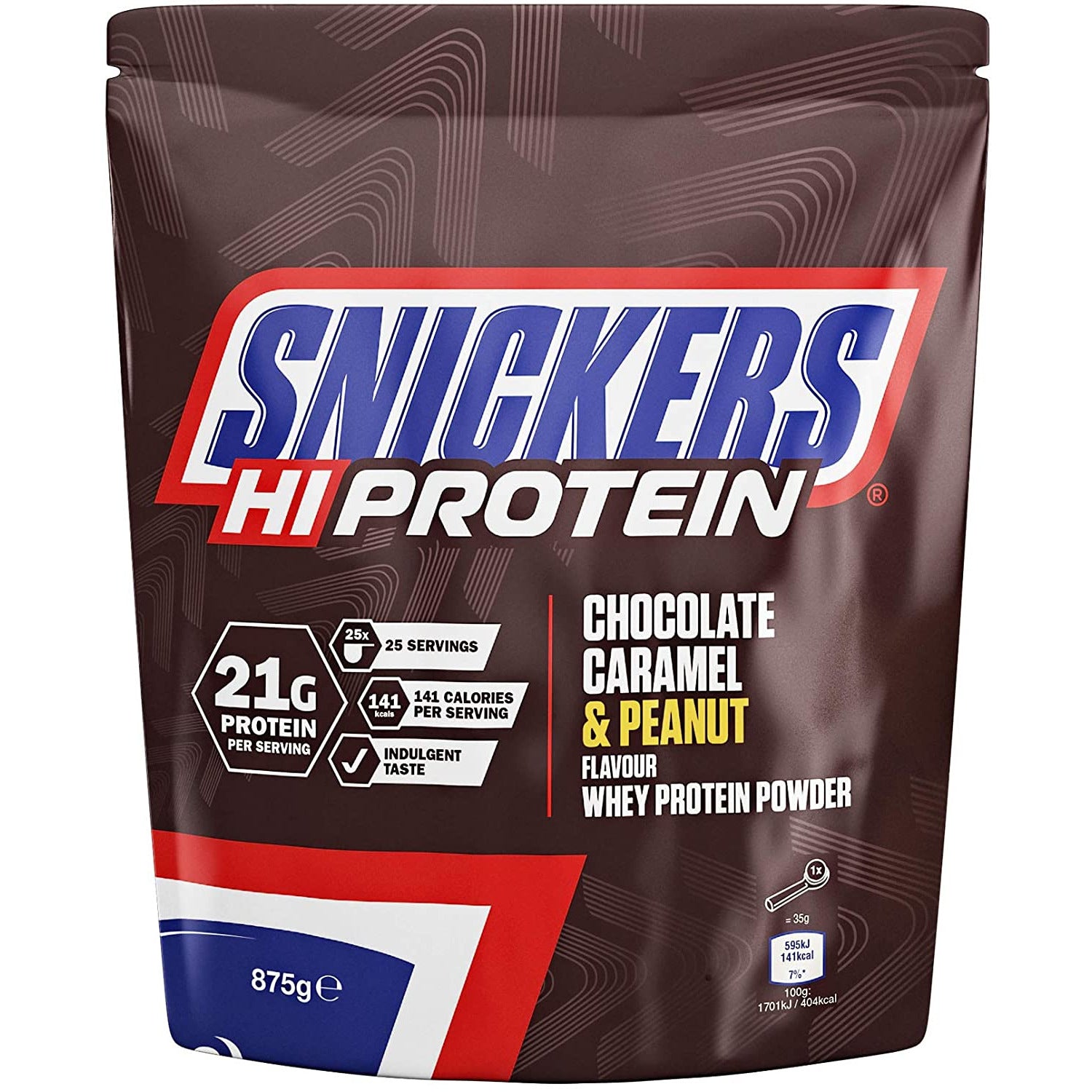 Snickers Hi Protein Chocolate, Caramel & Peanut Flavour 875g 25 Servings